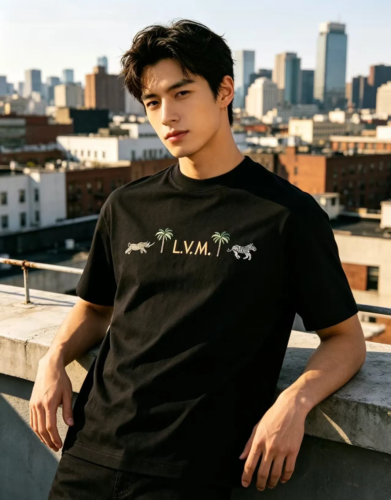 Louis Vuitton/Louis Vuitton 26ss animal embroidered short sleeves